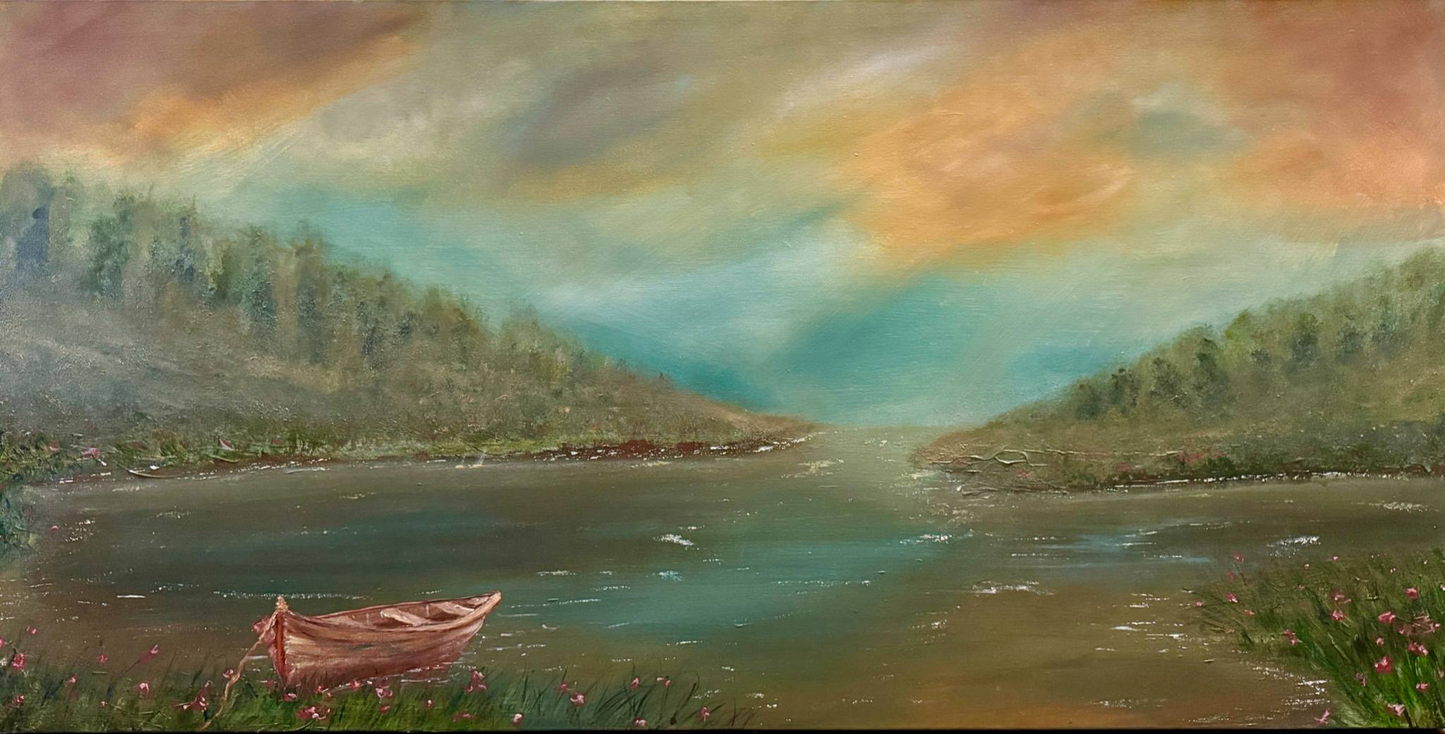 Coming Home – Original 24x48 Framed Landscape Painting by Renee Smith