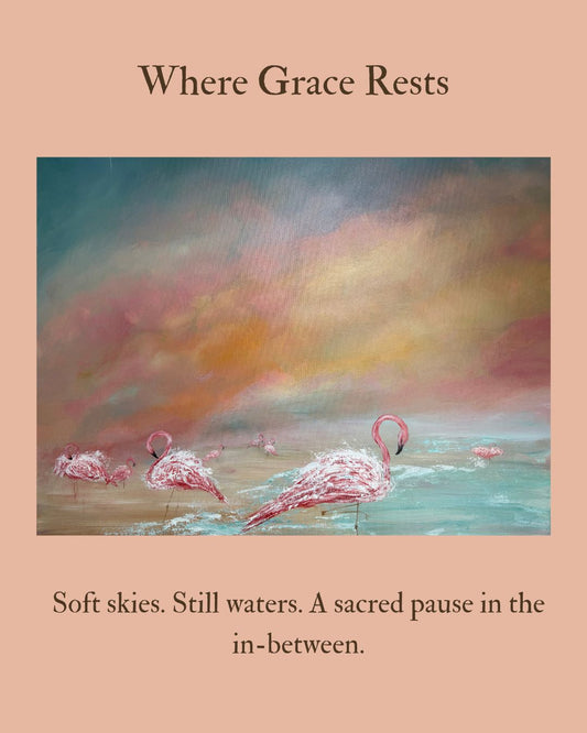 Where Grace Rests – Original 22x28 Flamingo Painting by Renee Smith