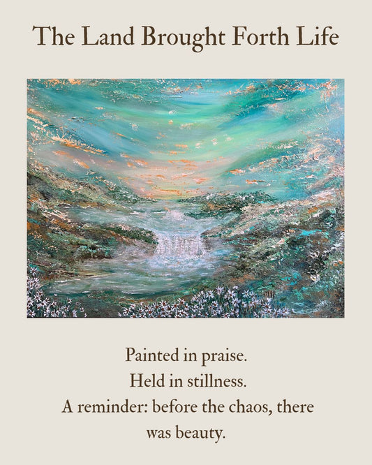 The Land Brought Forth Life – 30x40 Textured Landscape by Renee Smith