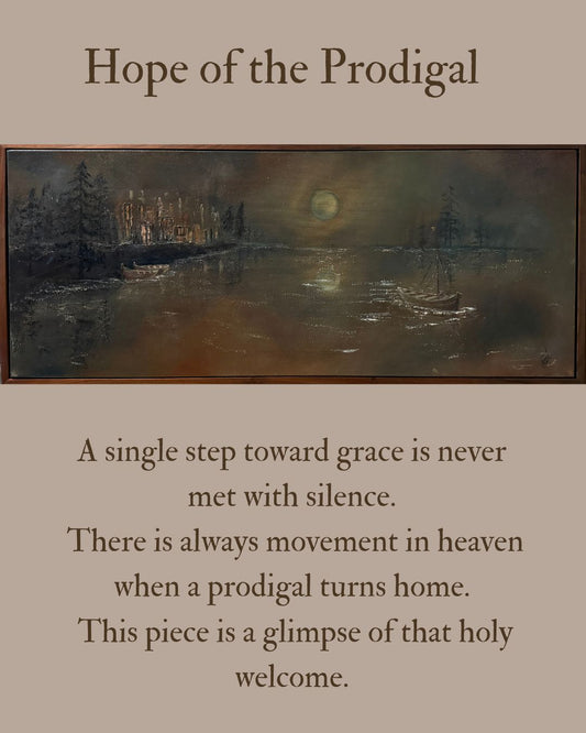 Hope of the Prodigal – Original 16x40 Moody Boat Painting by Renee Smith