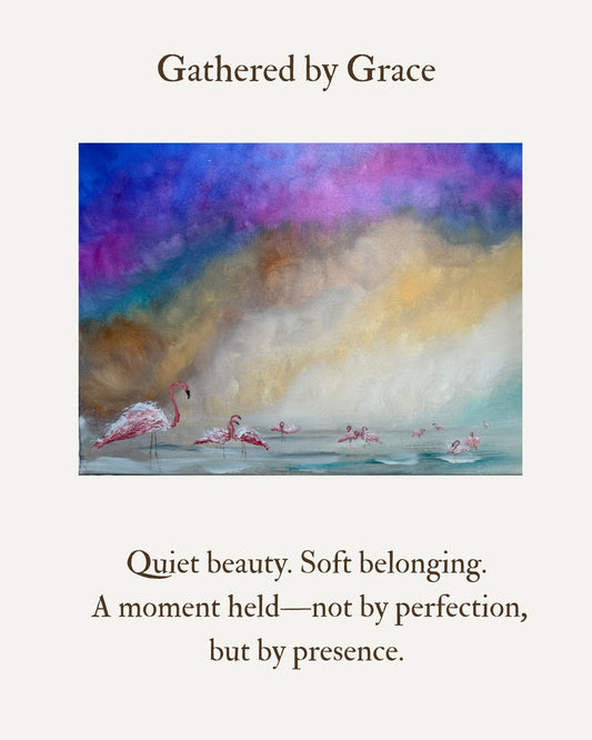 Gathered by Grace – Original 20x24 Framed Flamingo Painting by Renee Smith