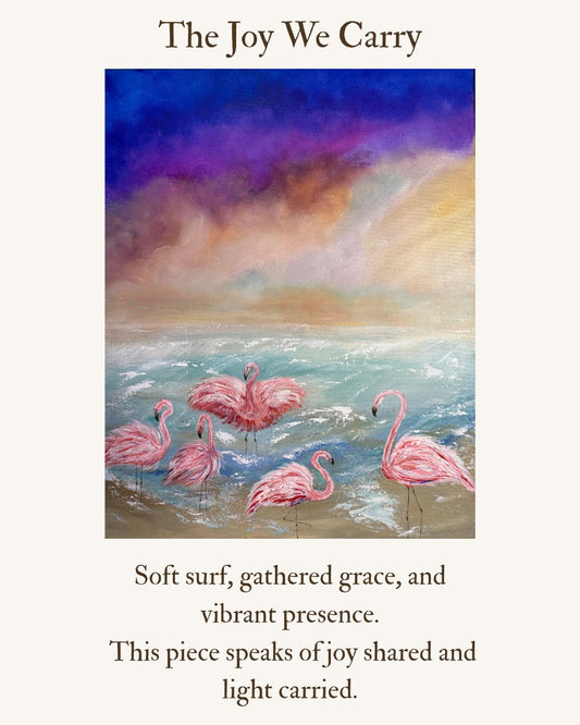 The Joy We Carry – Original 22x28 Framed Flamingo Painting by Renee Smith