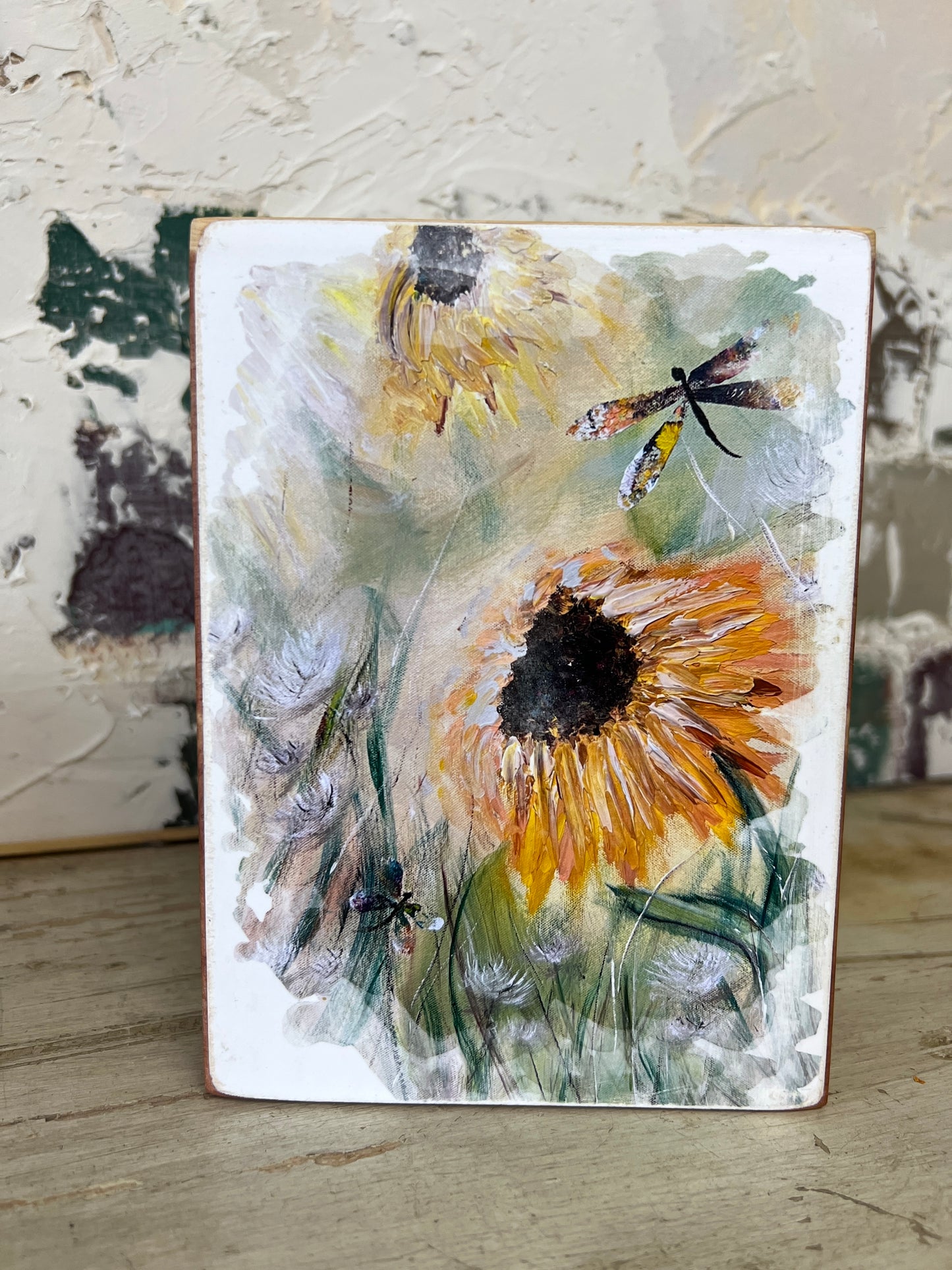 Mini Art Wood Shelf Sitter Wall Art The Dragonfly