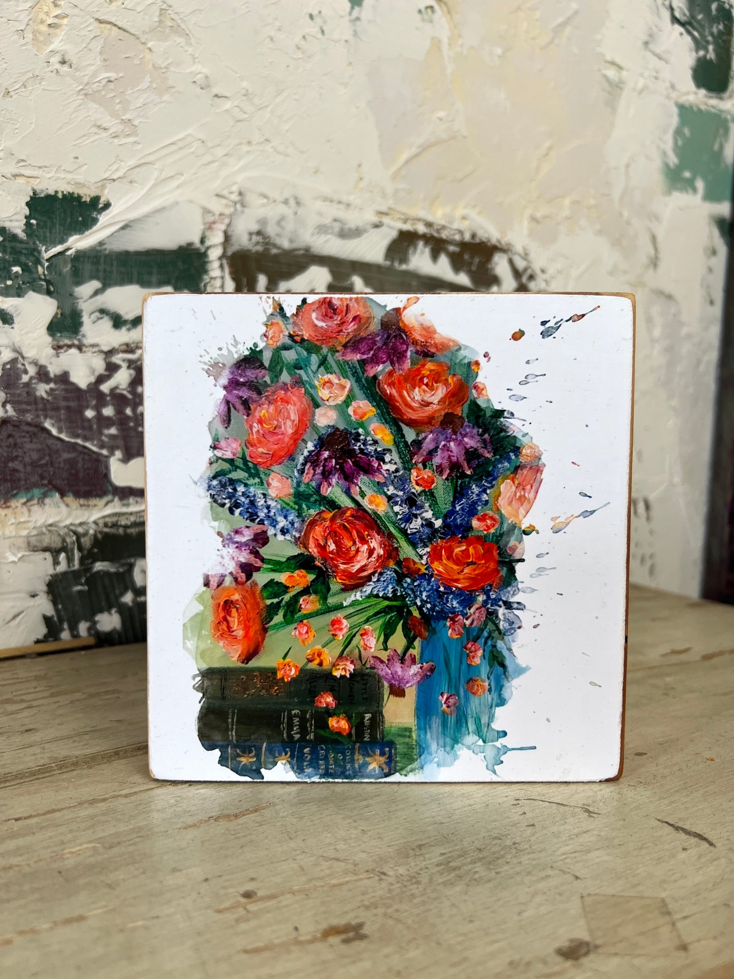 Mini Art Wood Shelf Sitter Wall Art Words and Florals