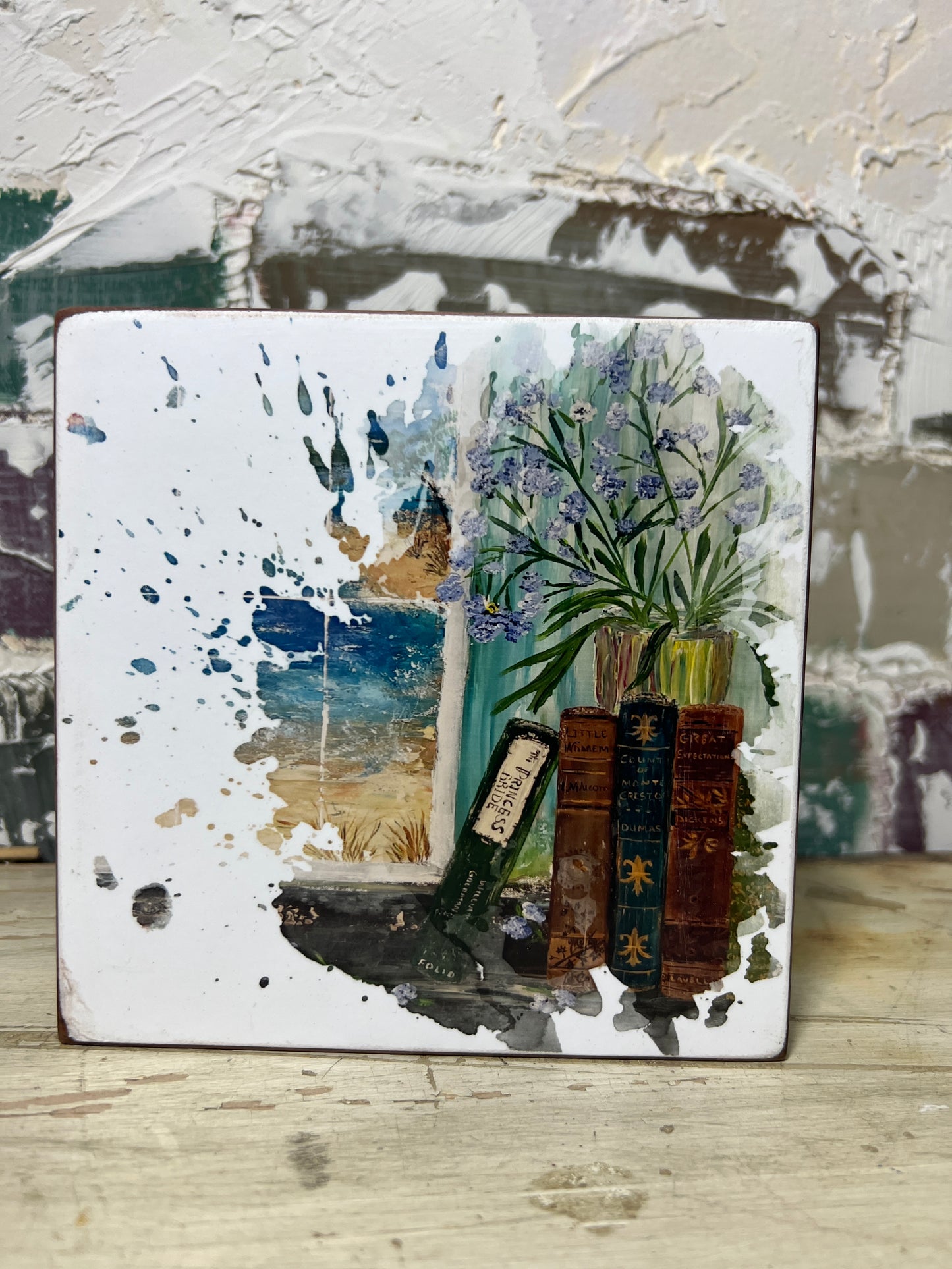 Mini Art Wood Shelf Sitter Wall Art Book Ends