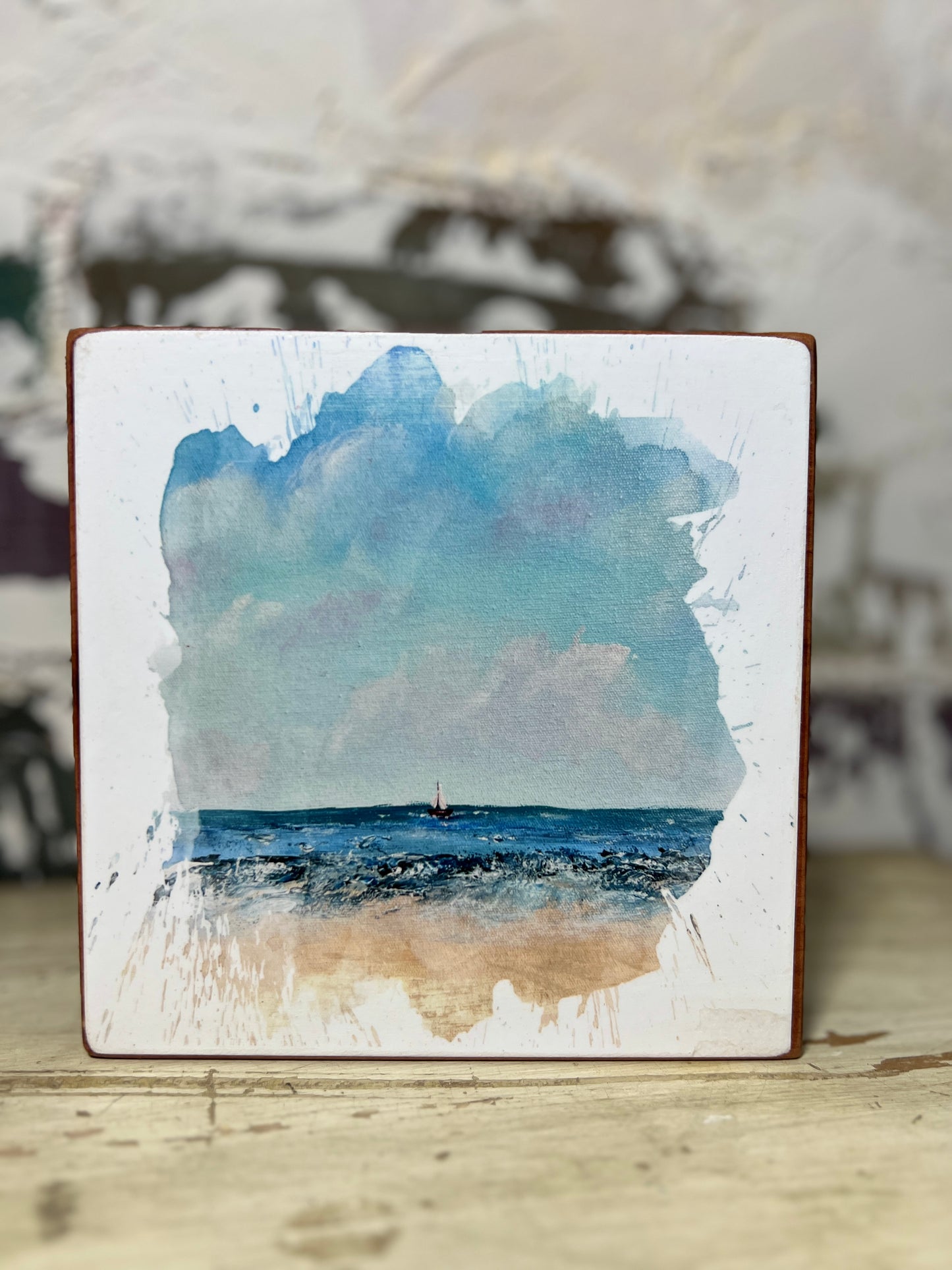 Mini Art Wood Shelf Sitter Wall Art The Sailboat