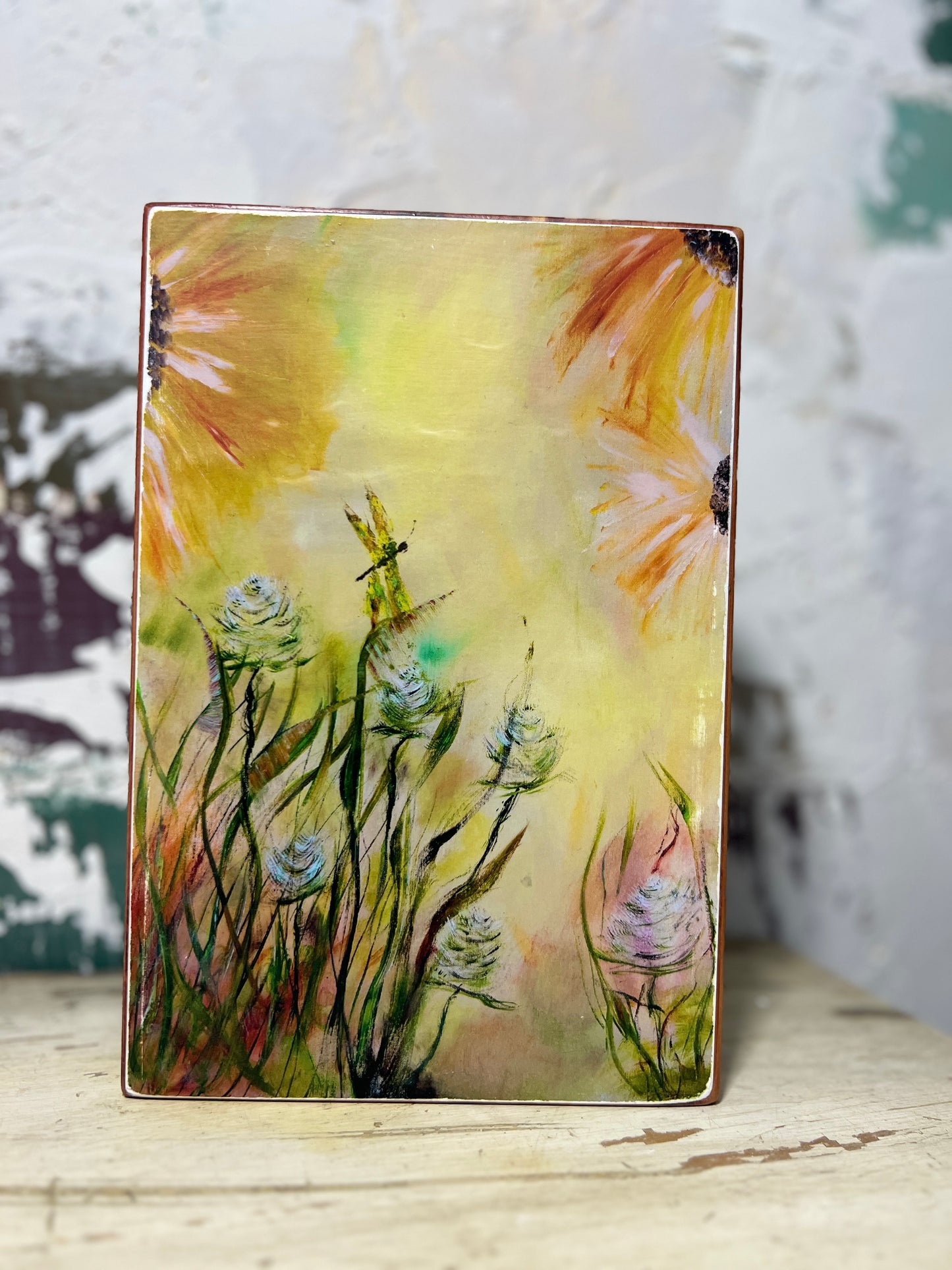 Mini Art Wood Shelf Sitter Wall Art Dragonfly Whispers