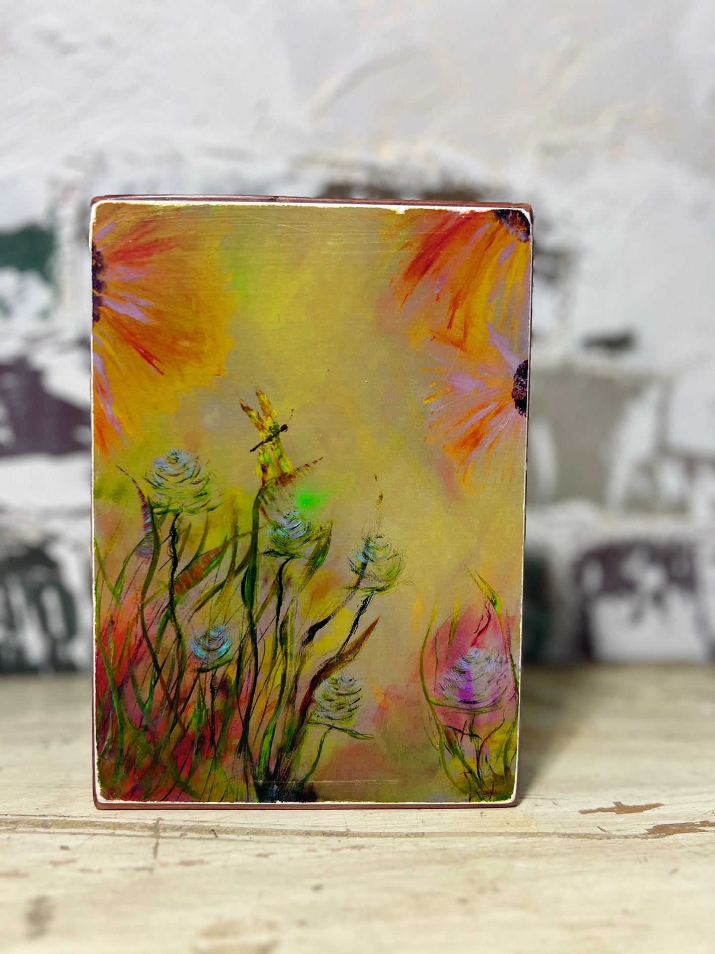 Mini Art Wood Shelf Sitter Wall Art Dragonfly Whispers
