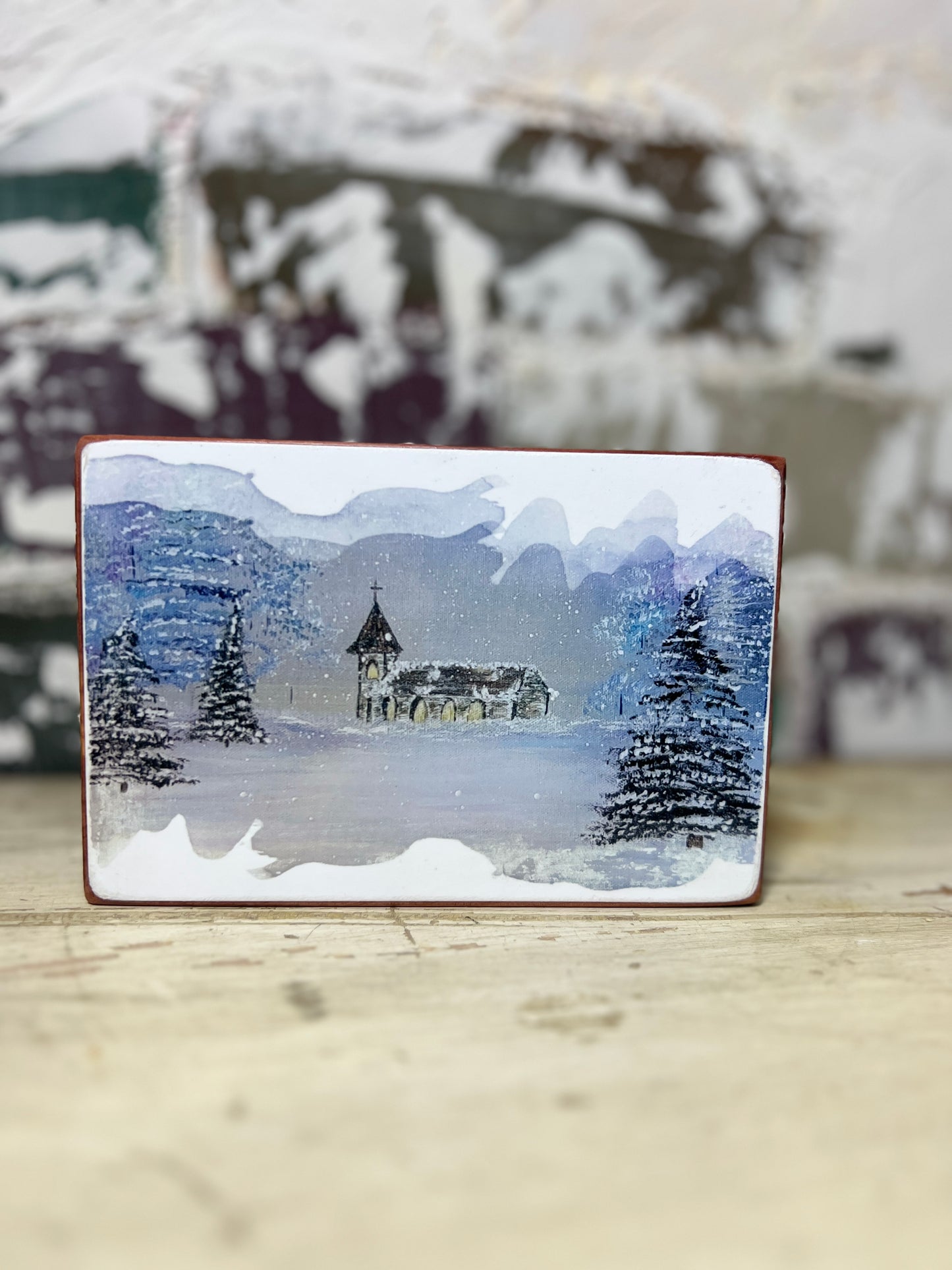 Mini Art Wood Shelf Sitter Wall Art Snowed In