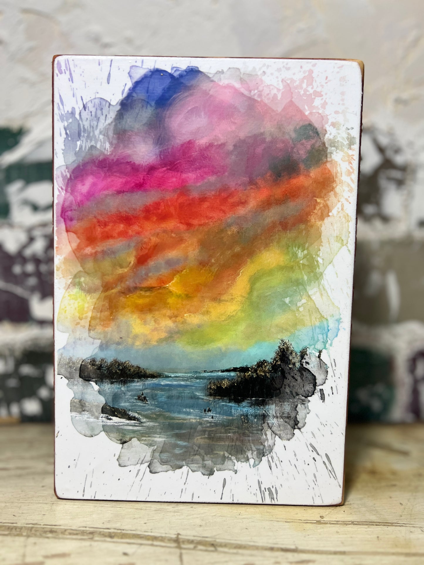 Mini Art Wood Shelf Sitter Wall Art Escape into the Sunset