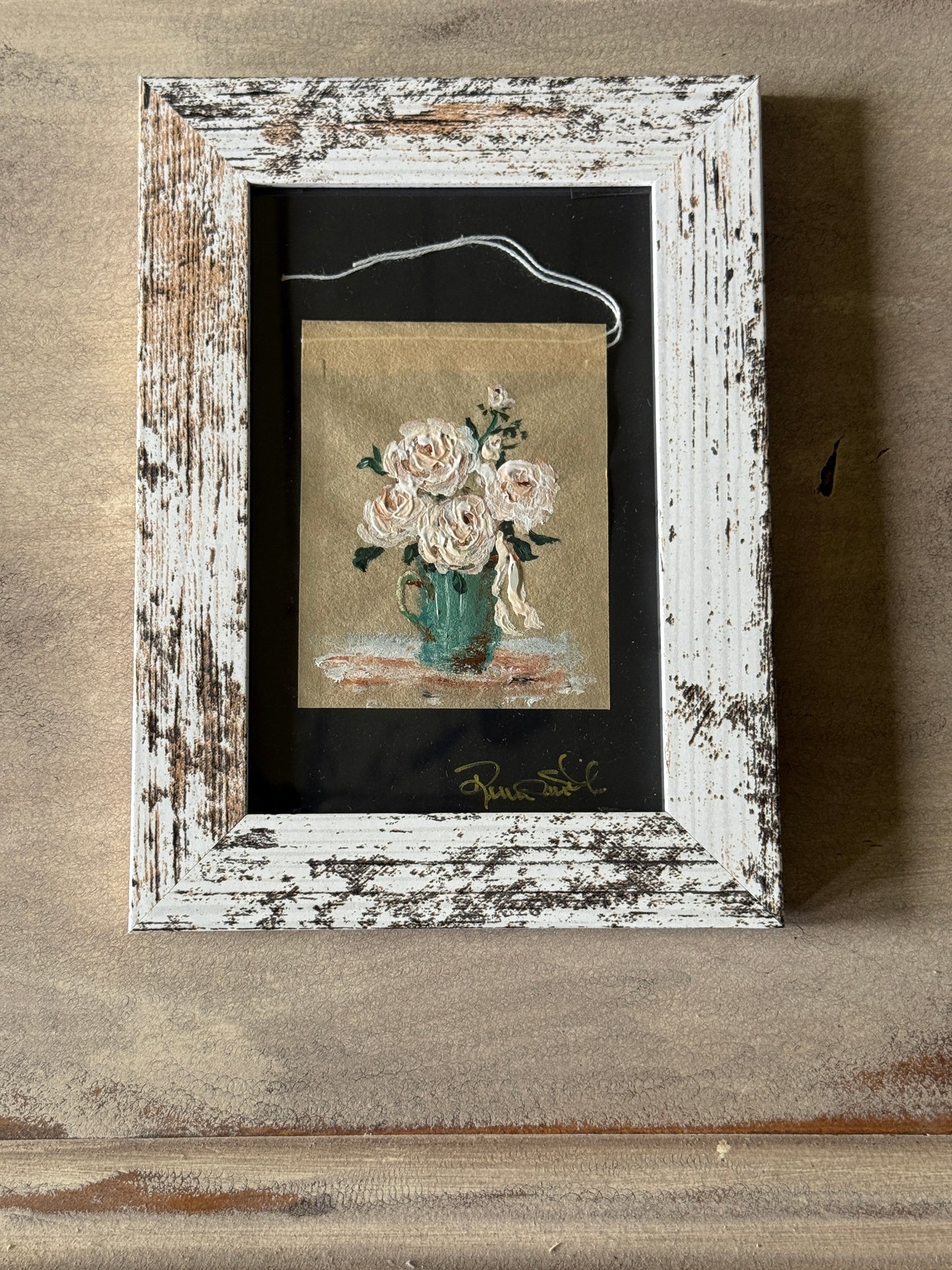 Framed Coffee and Grace Tea Bag Art | Original Miniature Mixed Media Artwork (I)