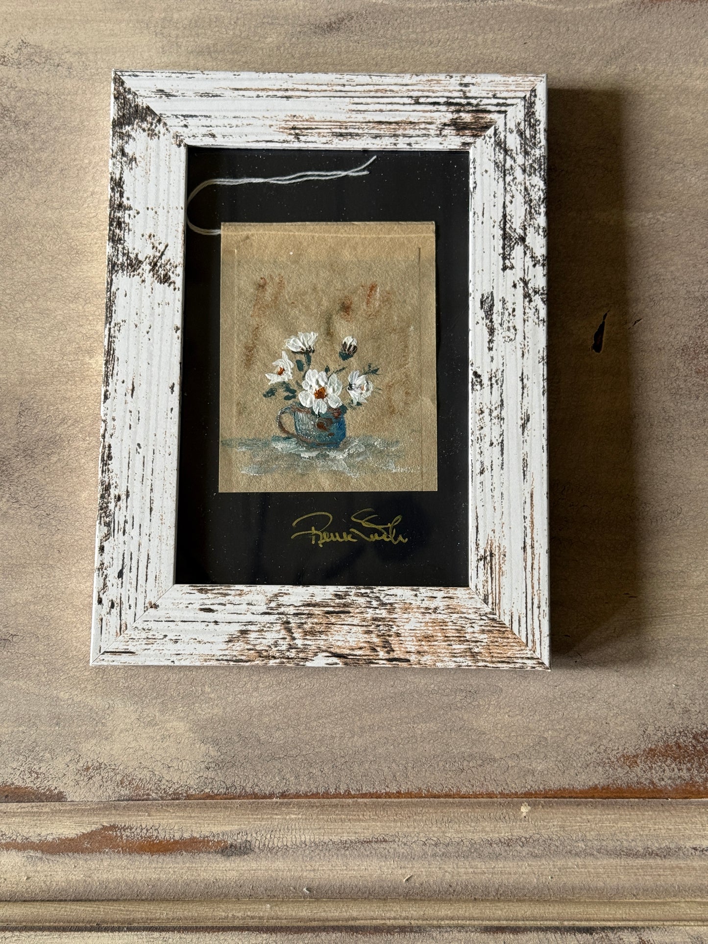 Framed Coffee and Grace Tea Bag Art | Original Miniature Mixed Media Artwork (II)