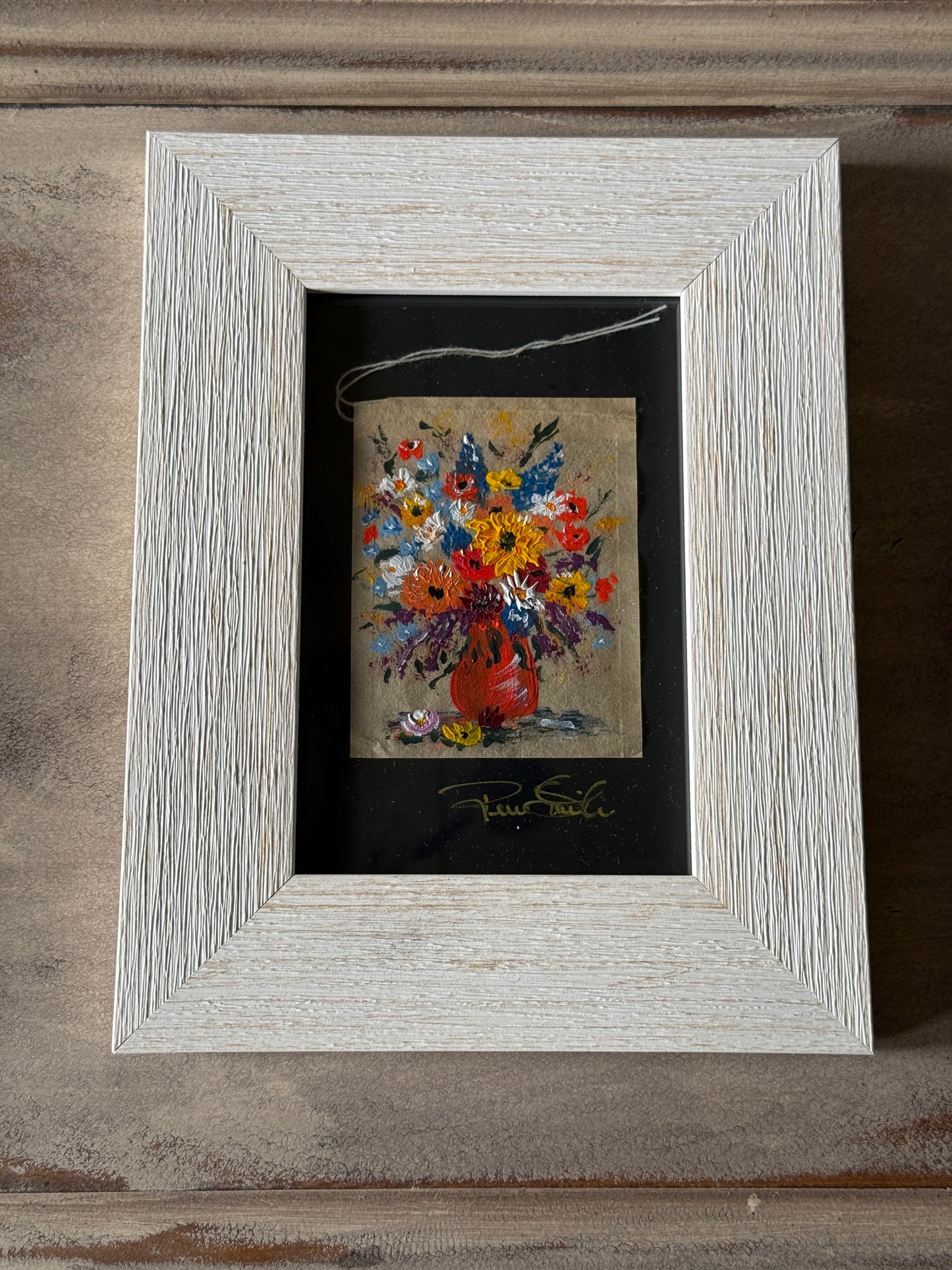Framed Floral Tea Bag Art | Original Miniature Mixed Media Artwork (7)