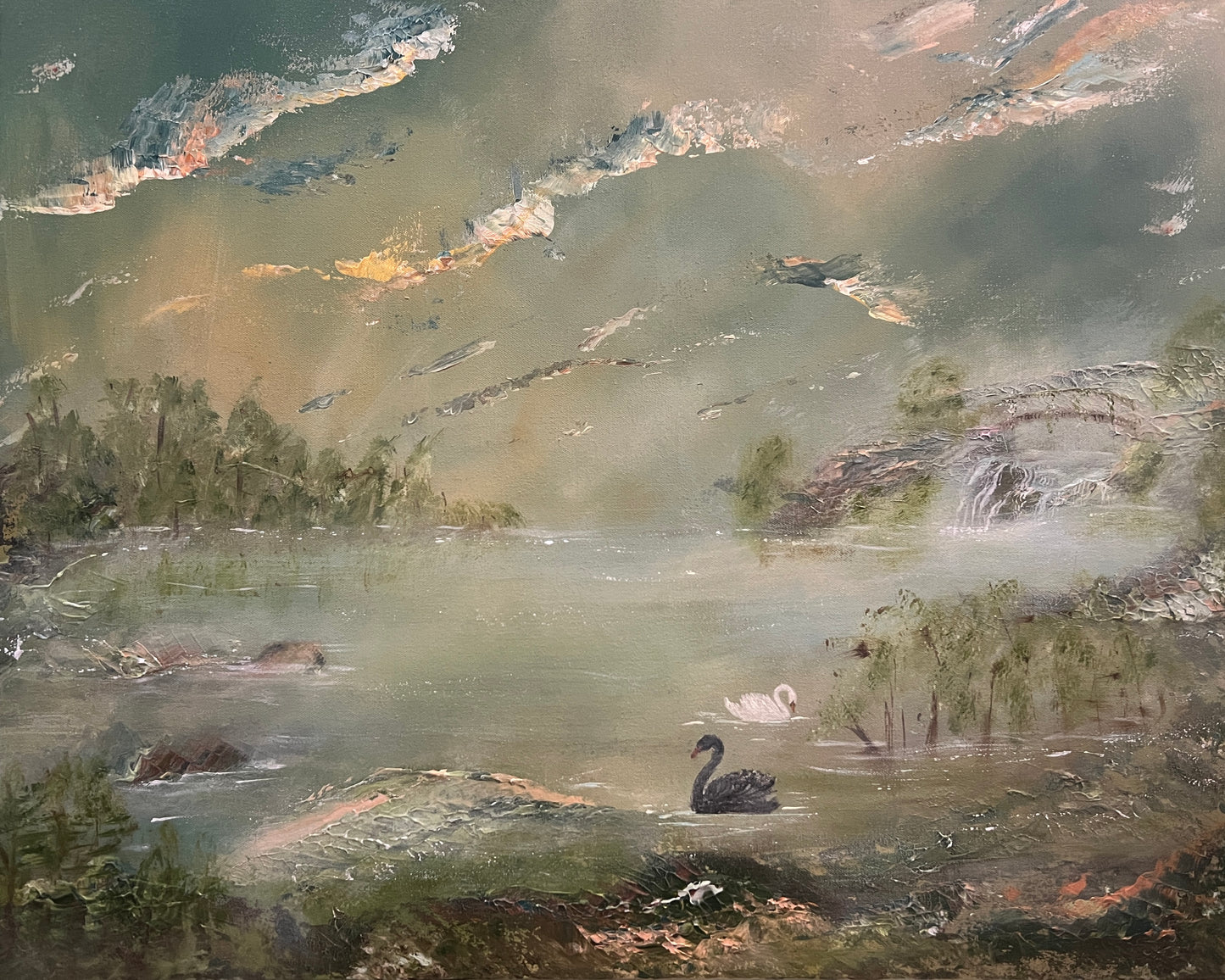 SOLD.  Breathless – 24x30 Framed Original Acrylic Painting by Renee Smith