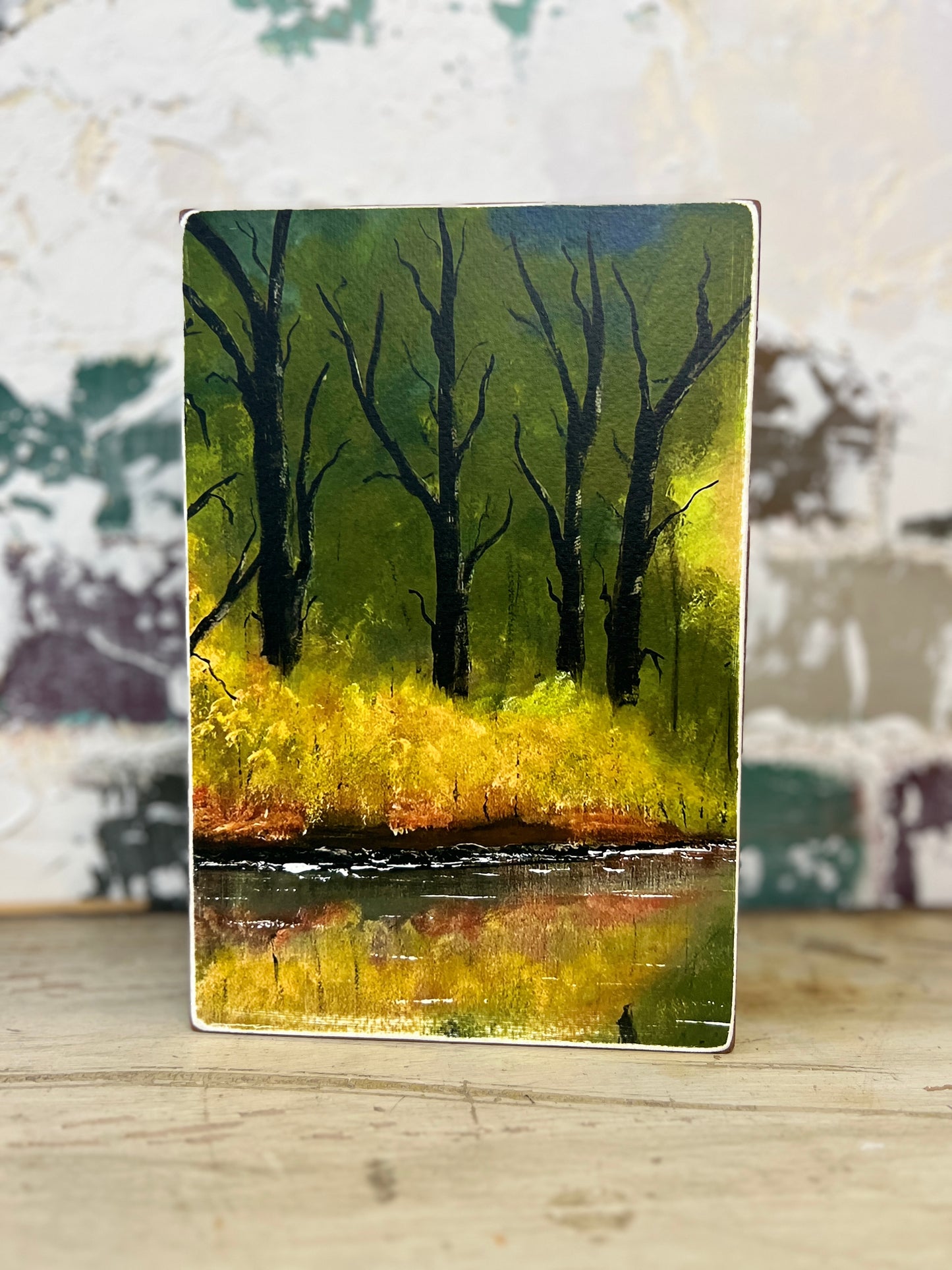 Mini Art Wood Shelf Sitter Wall Art Autumn