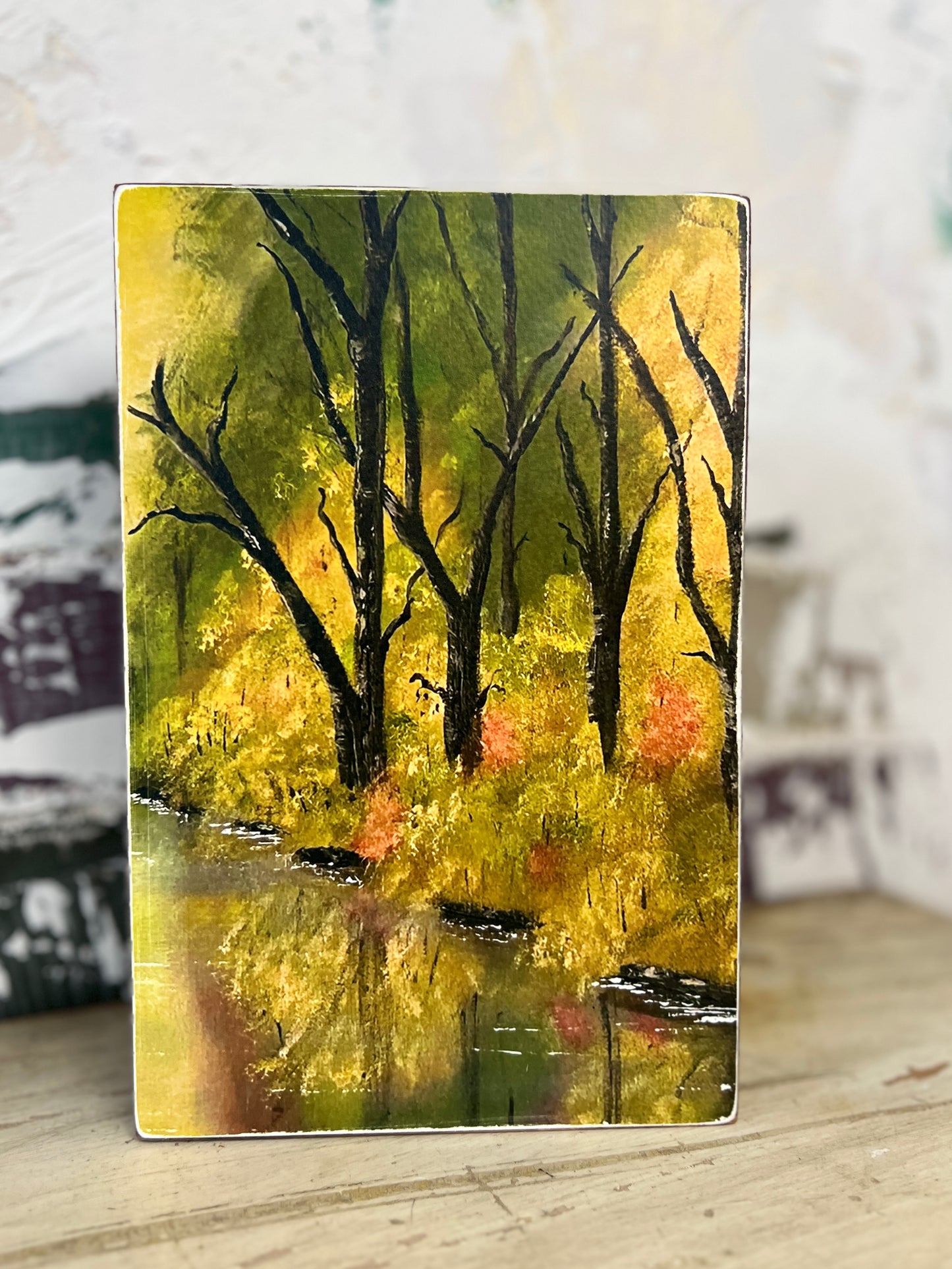 Mini Art Wood Shelf Sitter Wall Art Autumn