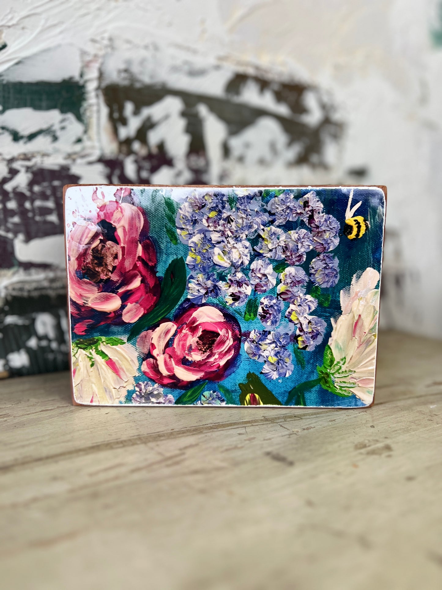 Mini Art Wood Shelf Sitter Wall Art Bee Loved