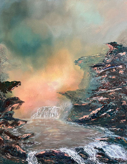 He Gathered the Waters – 22x28 Textured Landscape by Renee Smith