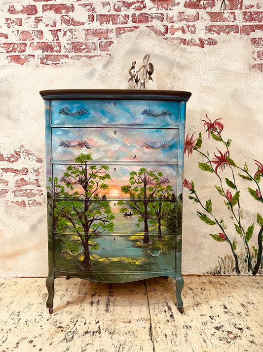 Summer Memories – Hand-Painted Vintage Dresser | Original Furniture Artwork by Renee Smith
