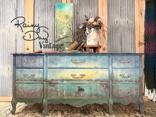 The Peace Within – Hand-Painted French Dresser | Original Furniture Artwork by Renee Smith