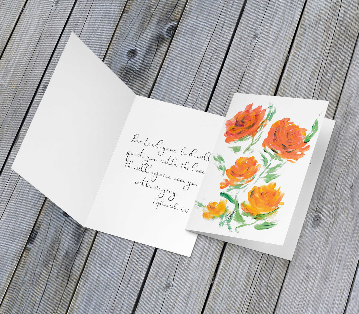 Orange Rose Cards 4Pack
