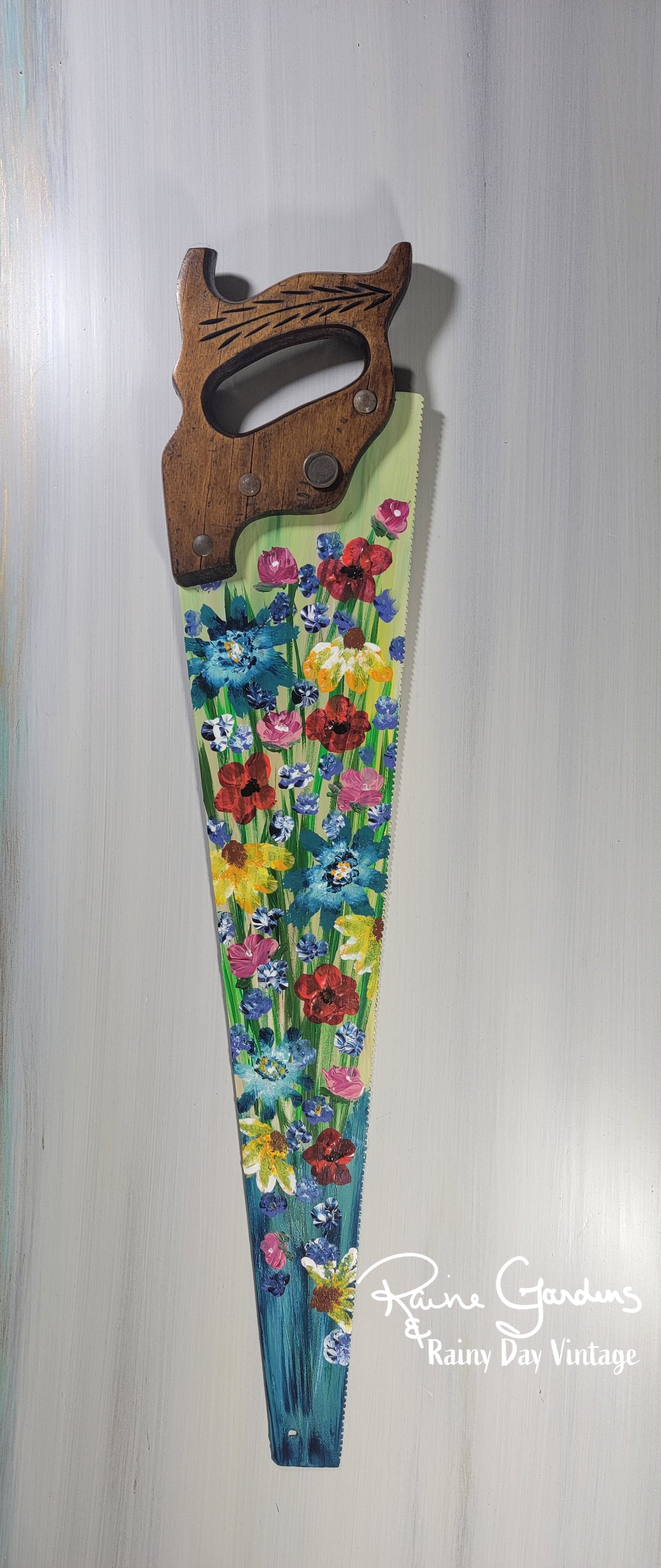 Painted Saw Blade Wildflowers