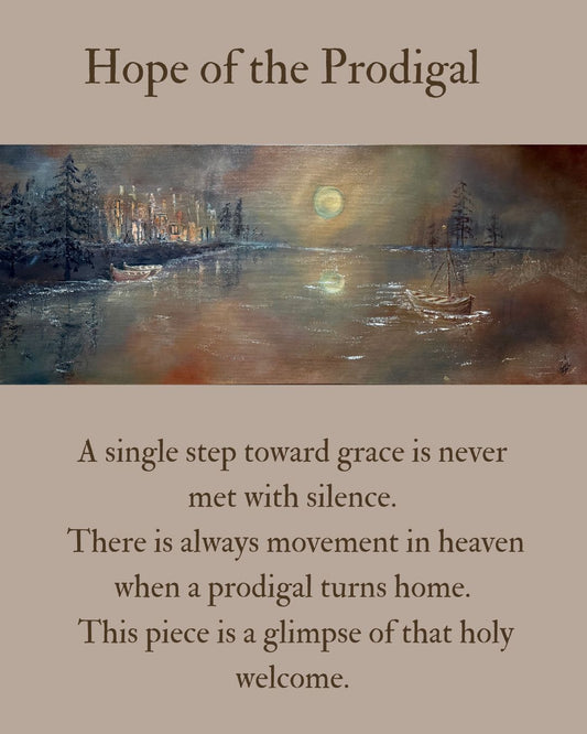 Hope of the Prodigal – Original 16x40 Moody Boat Painting by Renee Smith