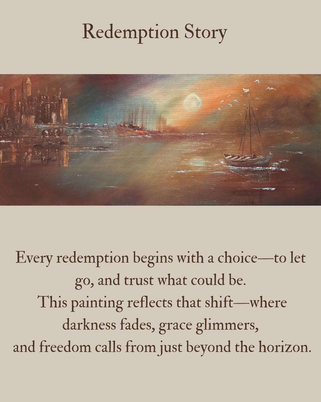 Redemption Story – Original 16x40 Framed Painting by Renee Smith