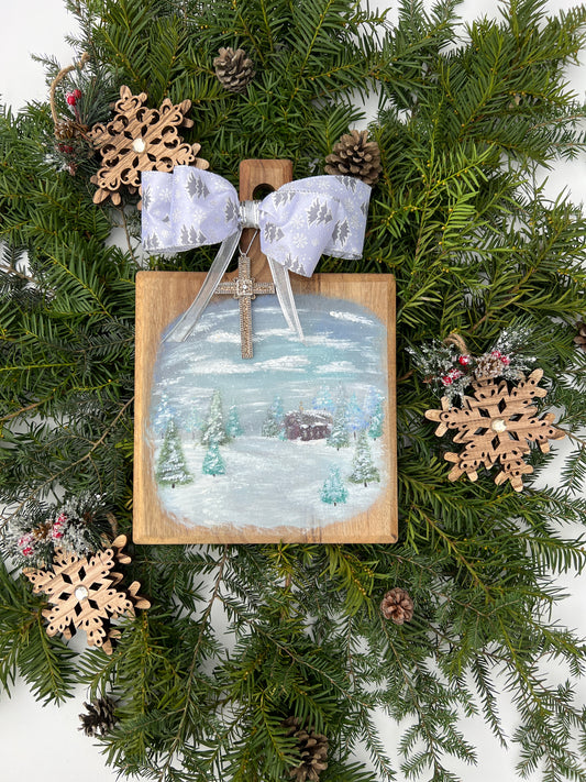 Winter’s Last Light  Original Hand-Painted Bread Board