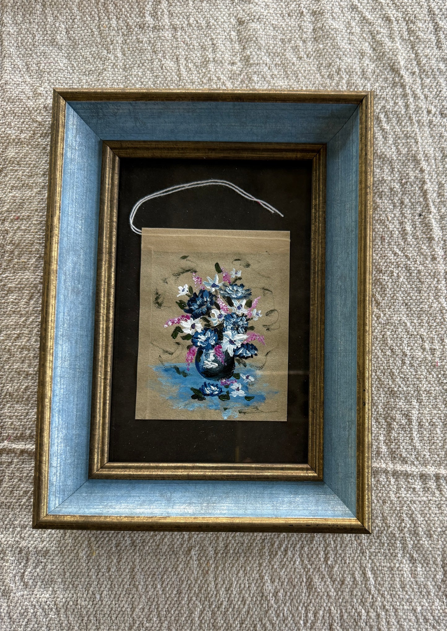 Framed Floral Tea Bag Art | Original Miniature Mixed Media Artwork (II)