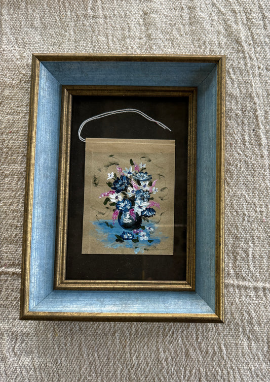 Framed Floral Tea Bag Art | Original Miniature Mixed Media Artwork (II)