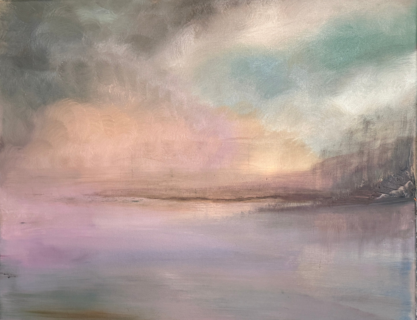 The Space Between Breaths Original Acrylic Landscape Painting  22 × 28