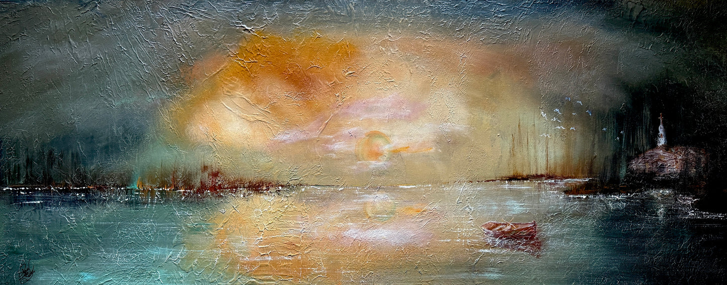 The Return – Original 16x40 Moody Landscape Painting by Renee Smith