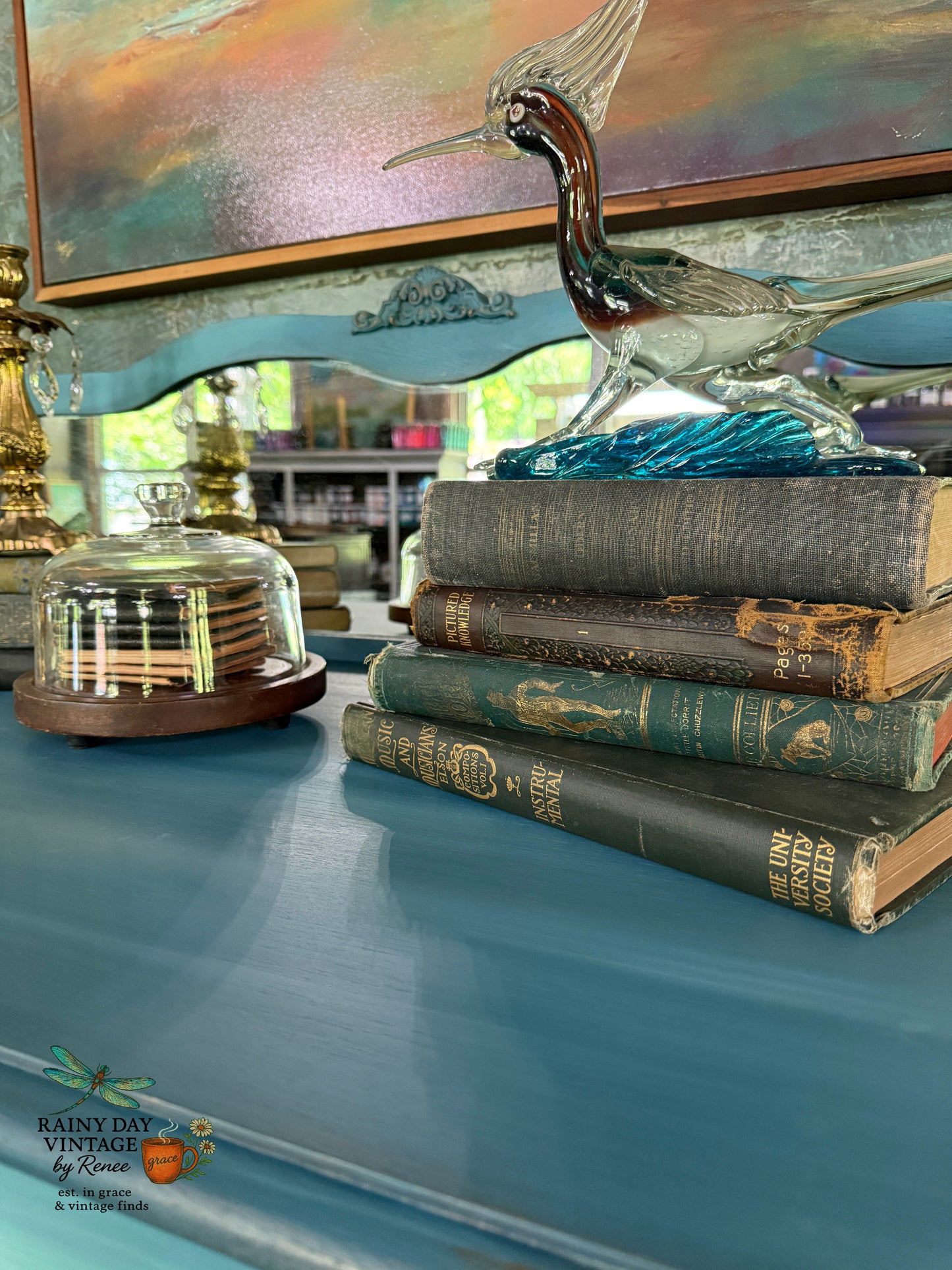 Ethereal Blue  Hand-Painted Vintage Buffet
