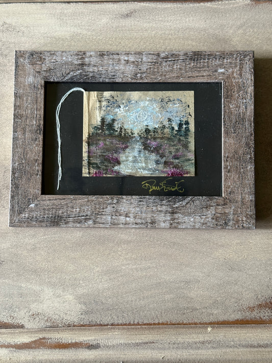 Between Here And Home Tea Bag Art | Original Miniature Mixed Media Artwork
