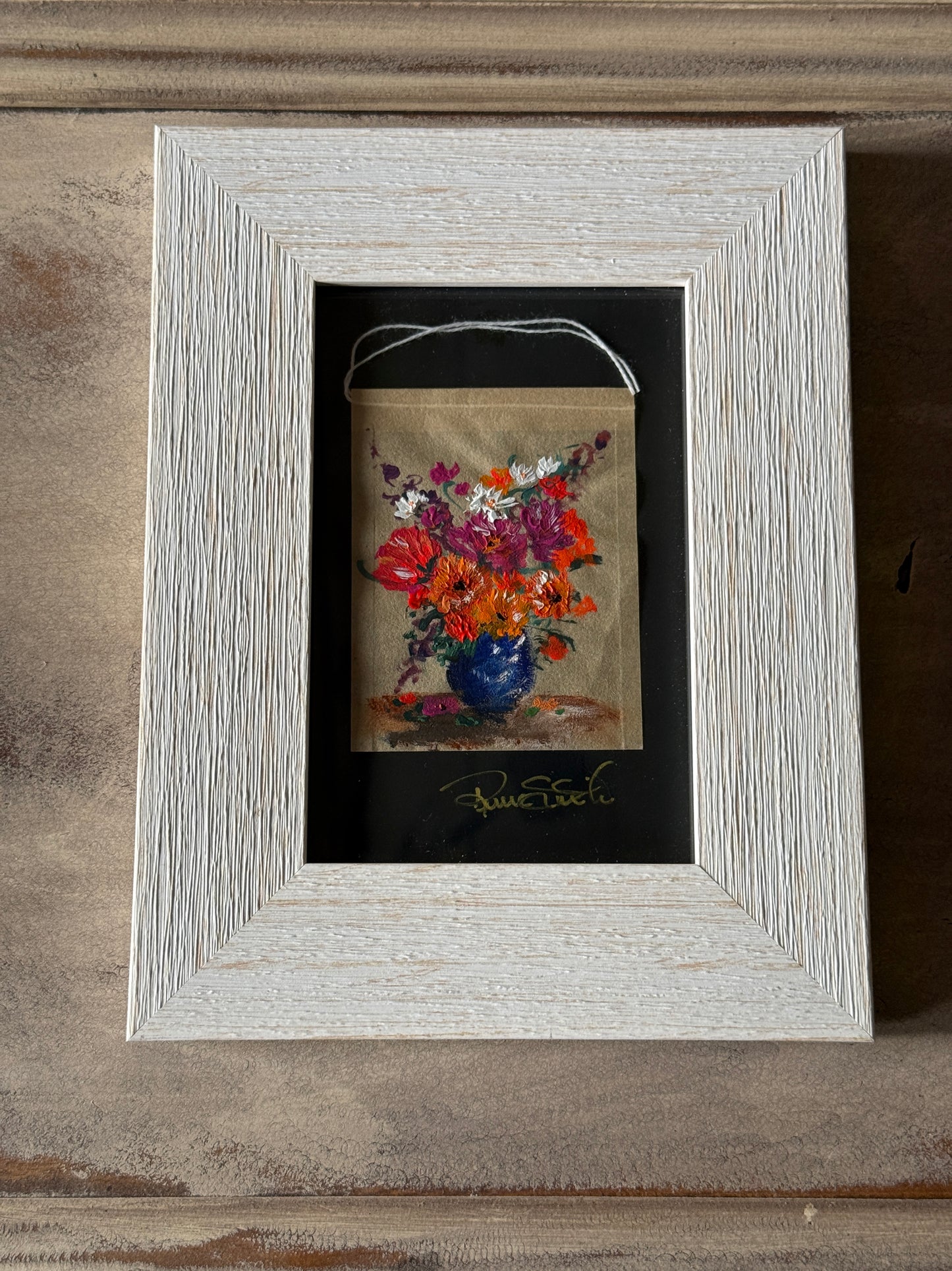 Framed Floral Tea Bag Art | Original Miniature Mixed Media Artwork (6)