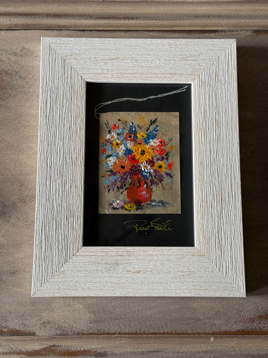 Framed Floral Tea Bag Art | Original Miniature Mixed Media Artwork (7)