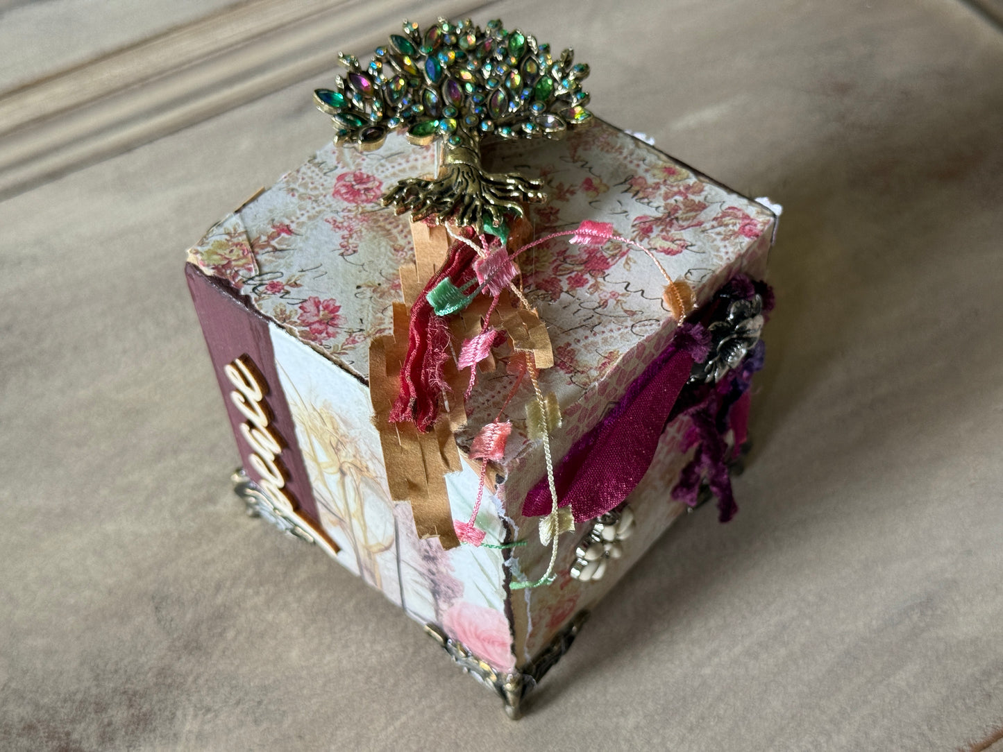 Expressions of Joy:Threads of Joy Wooden Art Cube