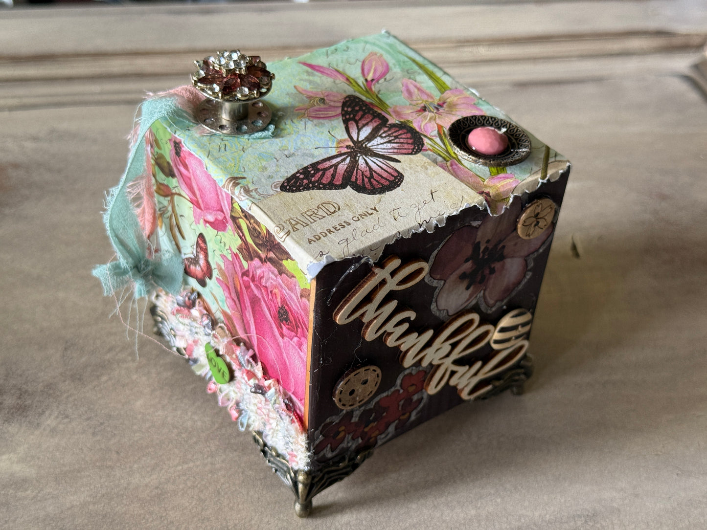 Expressions of Joy:Threads of Joy Wooden Art Cube