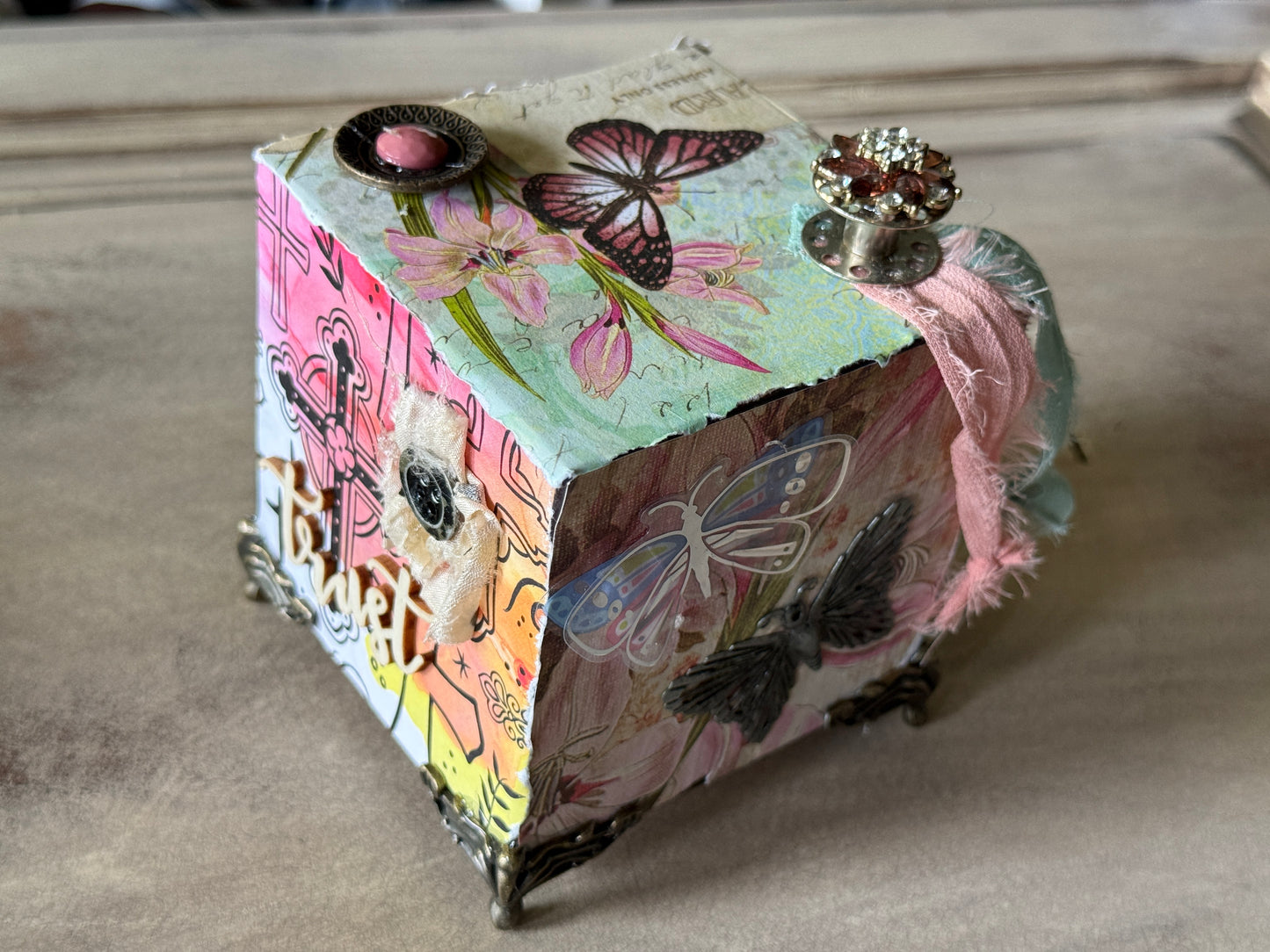 Expressions of Joy:Threads of Joy Wooden Art Cube