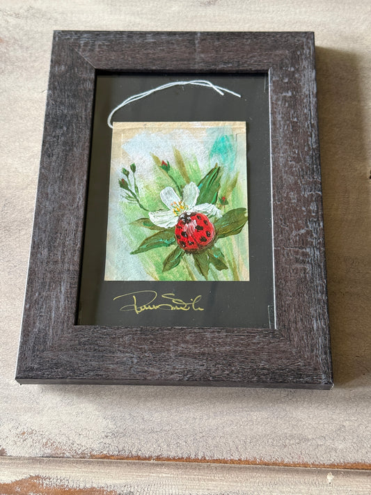 Morning Visitor Tea Bag Art Small Original Art