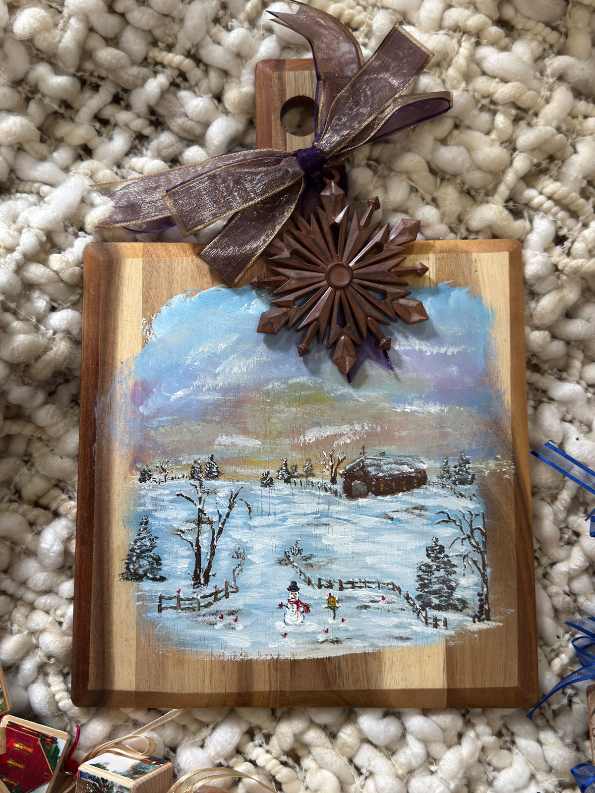 Winter Welcome  Original Hand-Painted Bread Board