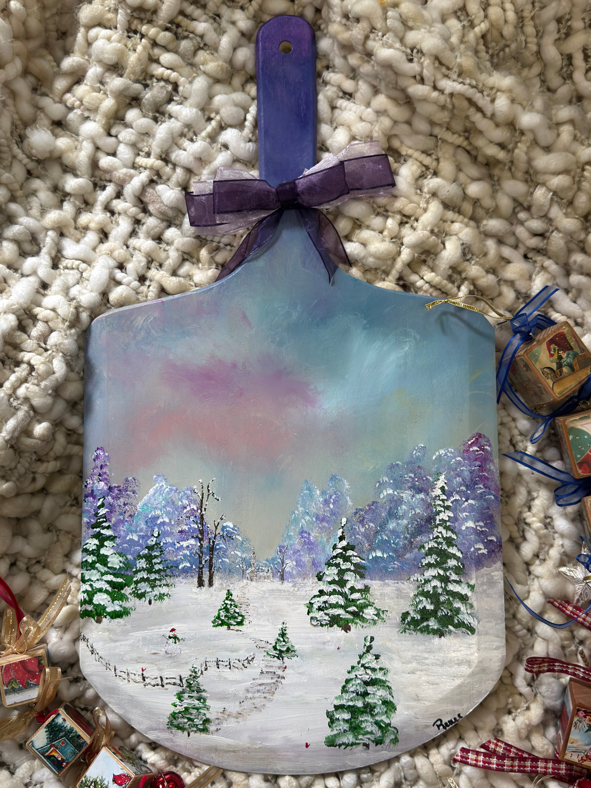 Winter Wander  Original Hand-Painted Pizza Board