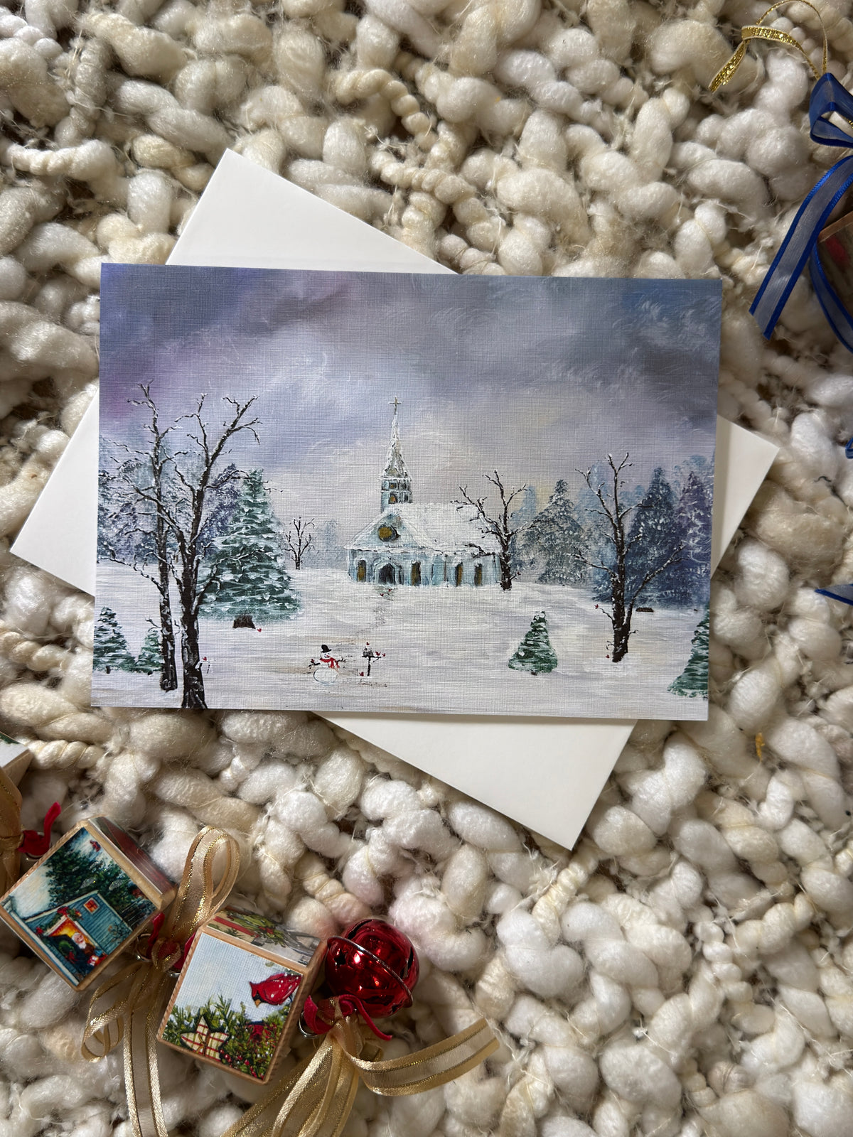 Winter Sunday Christmas Greeting Card  Original Art Card