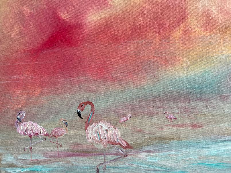 ORIGINAL CANVAS ART "Flamingo"