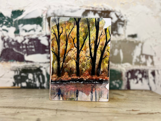 Copy of Mini Art Wood Shelf Sitter Wall Art Autumn Watercolor Style