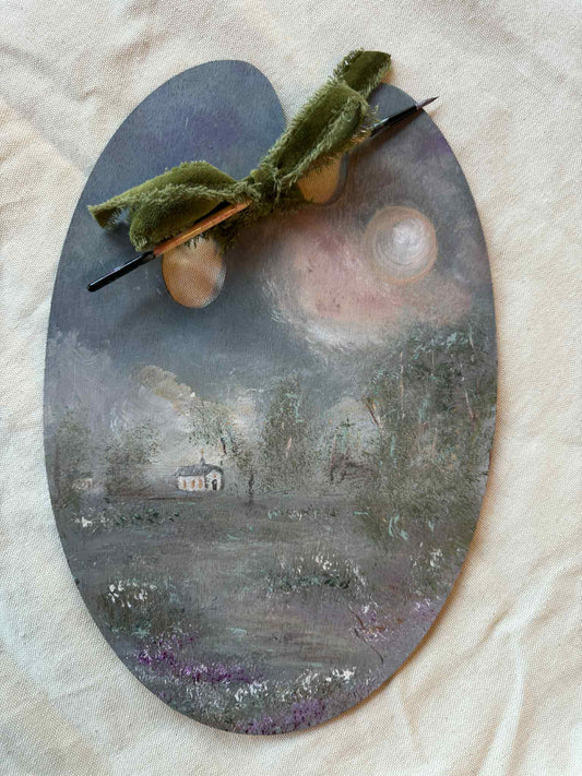 Palette Keepsake No. 3 Moonlit Chapel  Original Painting by Renee Smith