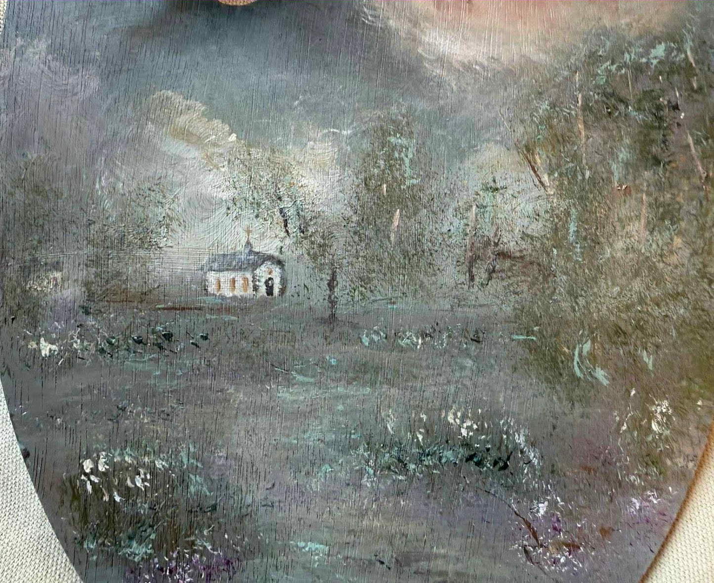 Palette Keepsake No. 3 Moonlit Chapel  Original Painting by Renee Smith