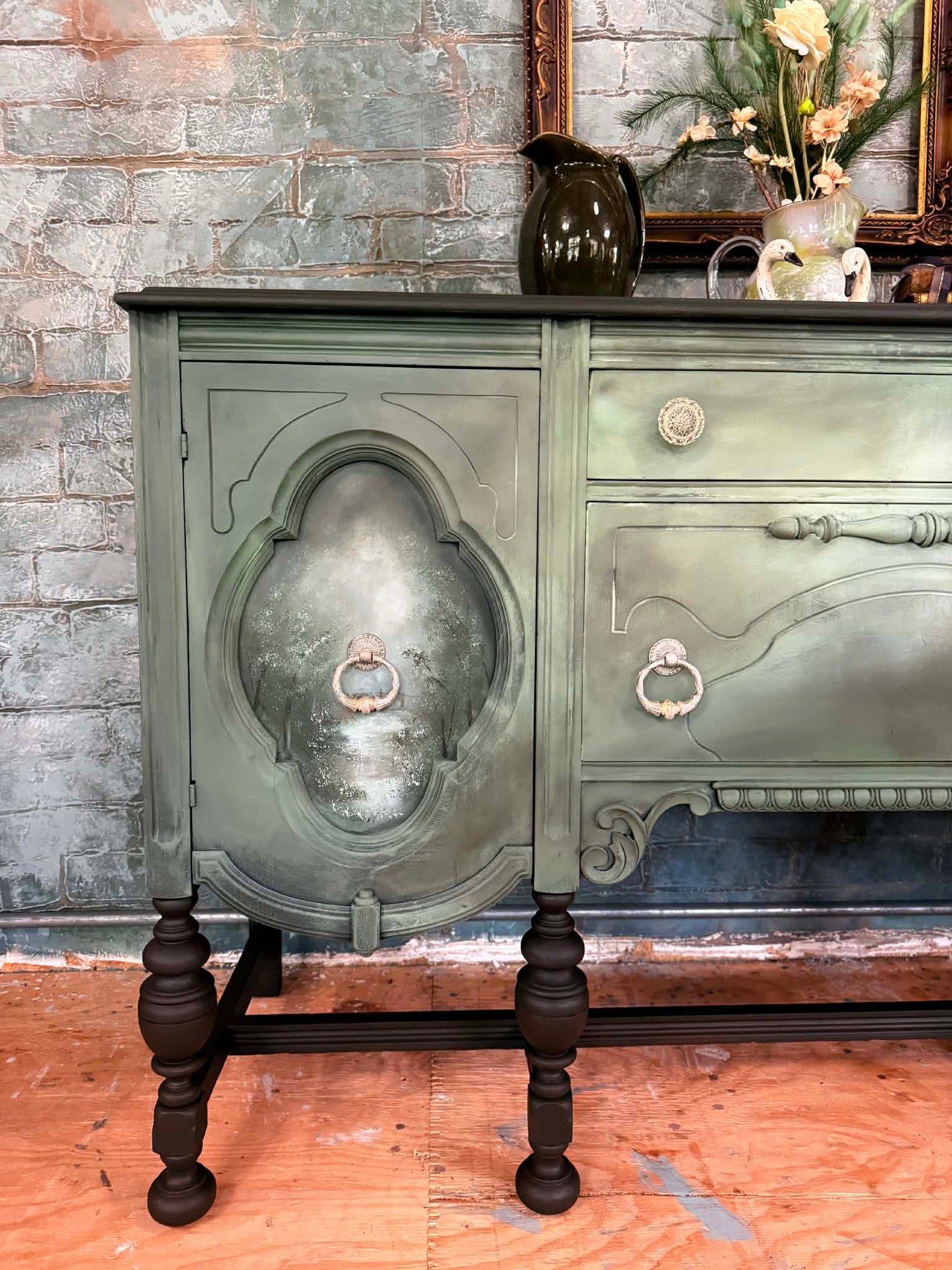 Finding Avalon  Hand-Painted Vintage Buffet