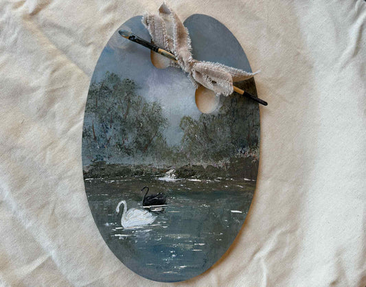 Palette Keepsake No. 2 Grace on the Water  Swan Original Painting